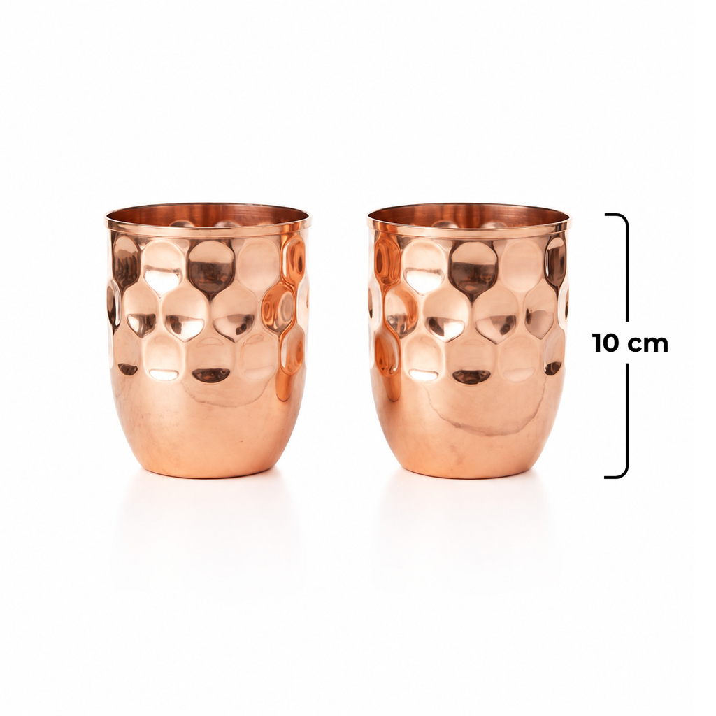 Honeycomb Copper Glass | Hand-Pressed Pure Copper | 300ml Ayurveda Living