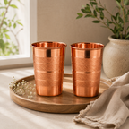 Pure Copper Drinking Glass Set of 2 – Classic Textured Finish