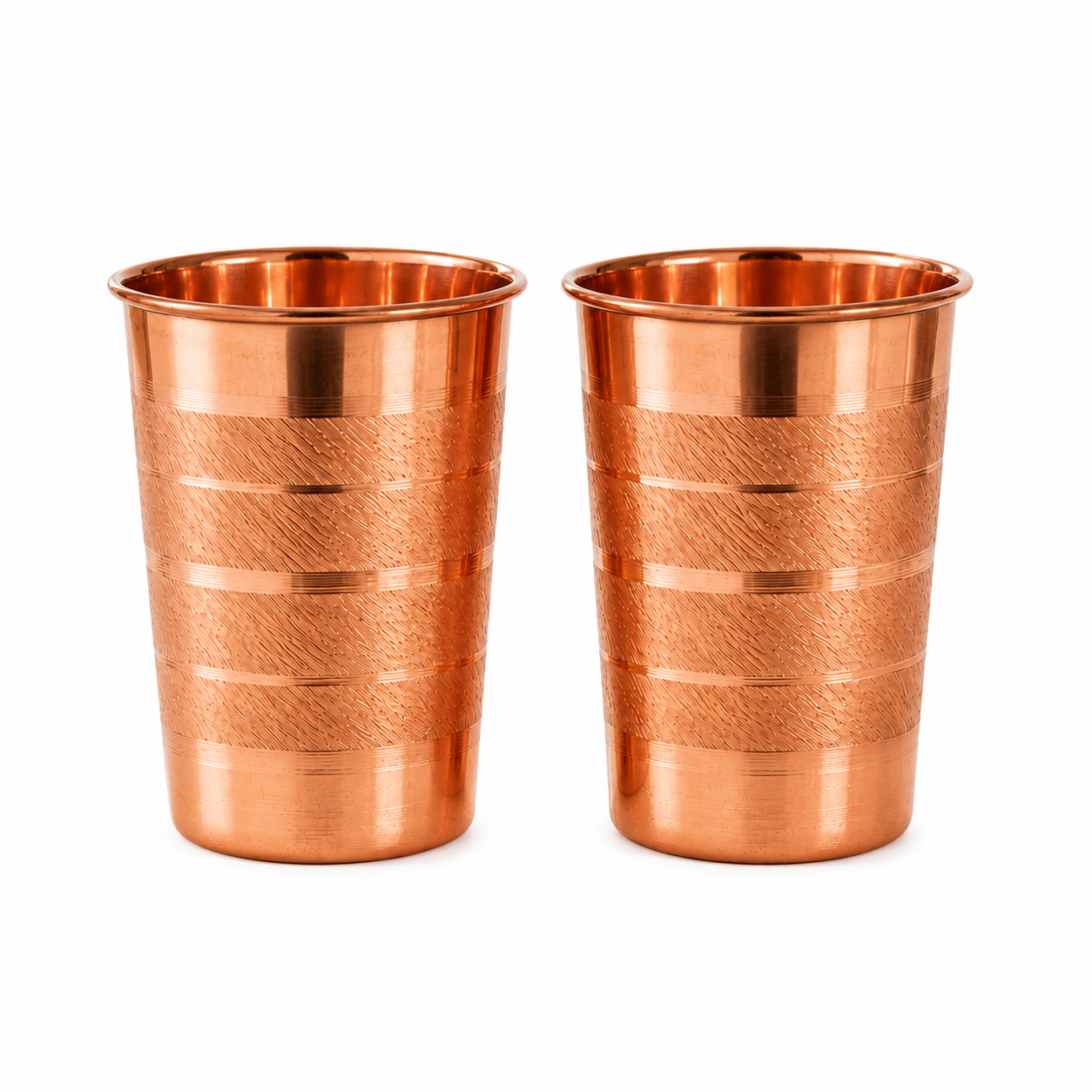 Pure Copper Drinking Glass Set of 2 – Classic Textured Finish