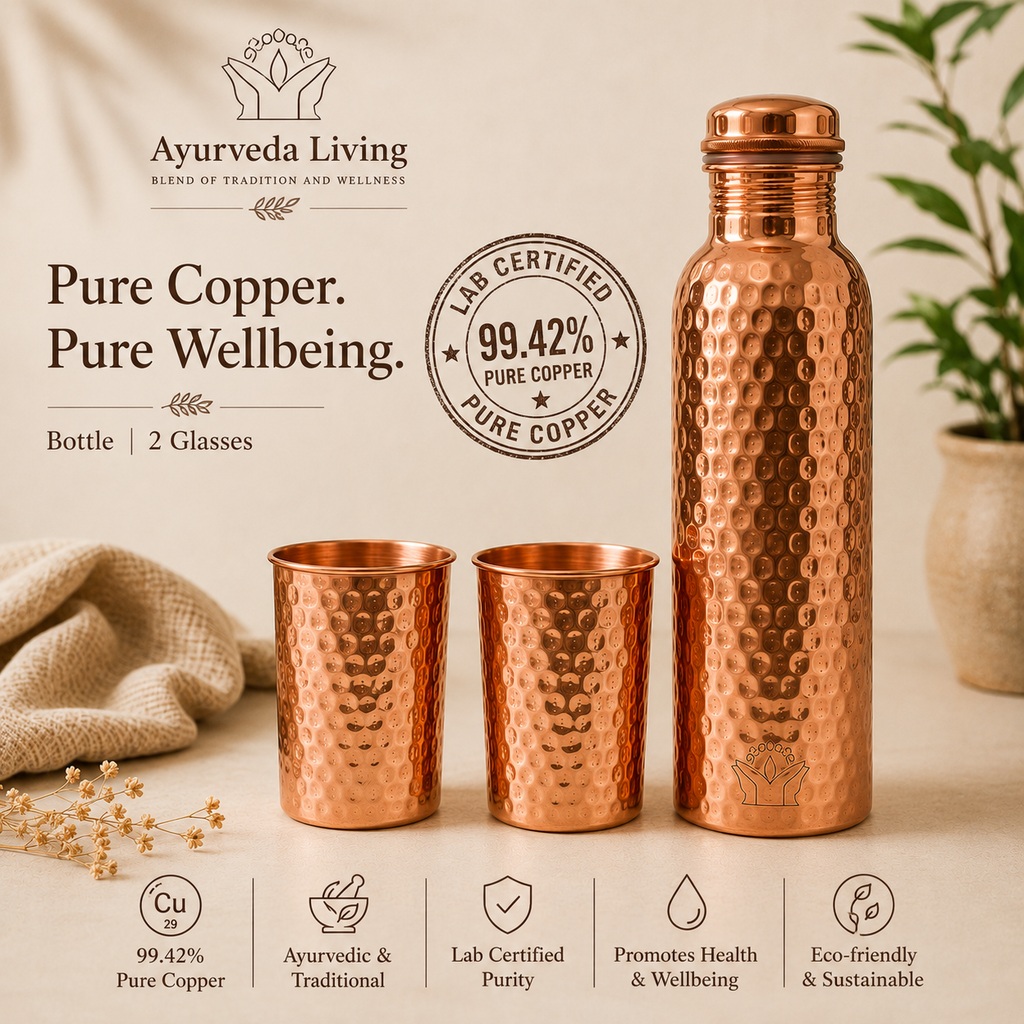 Pure Copper Ritual Set — Bottle & 2 Handcrafted Glasses
