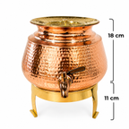 Pure Copper Hammered Water Dispenser with Brass Stand & Tap