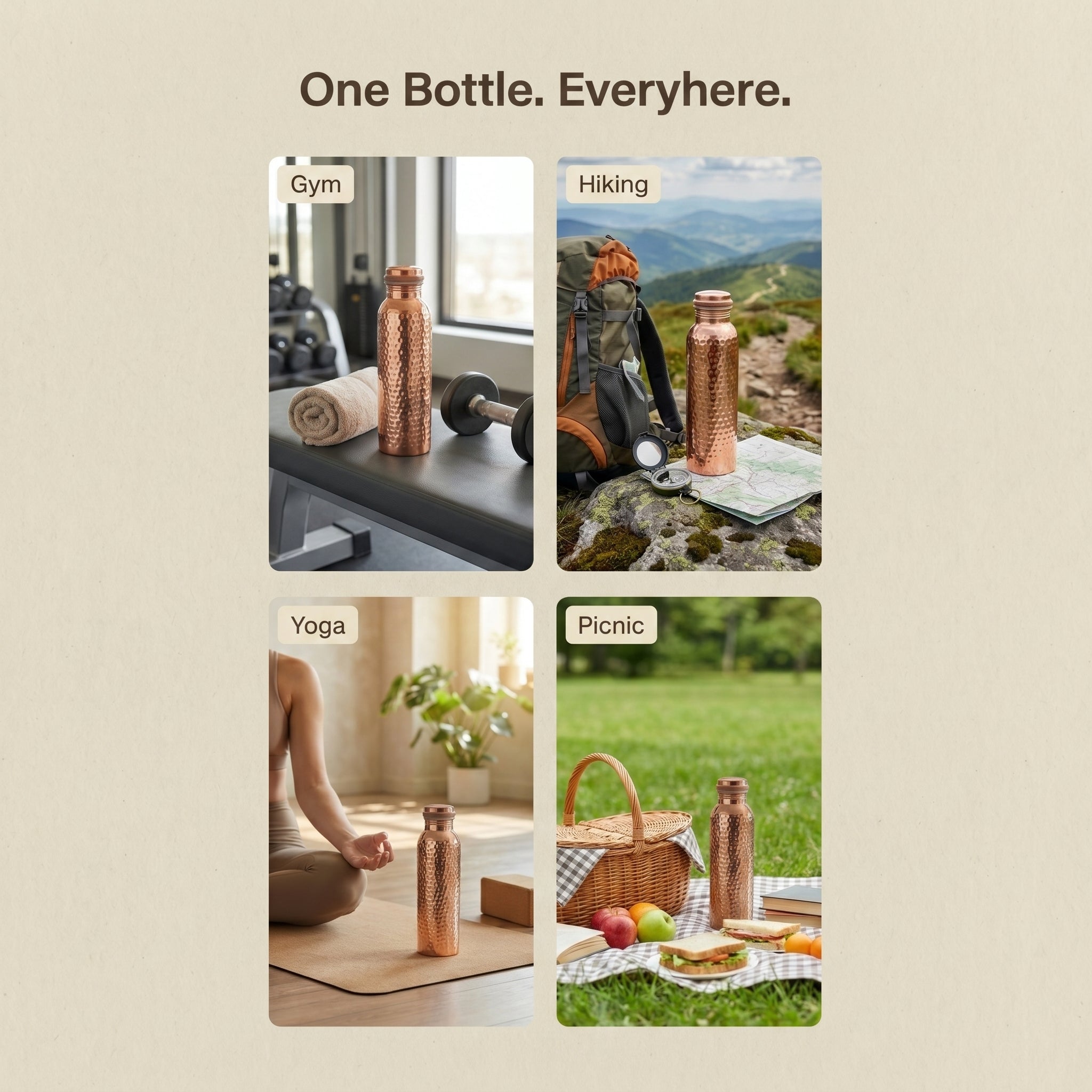 Ayurvedic Pure Copper Bottle - close-up lifestyle shot