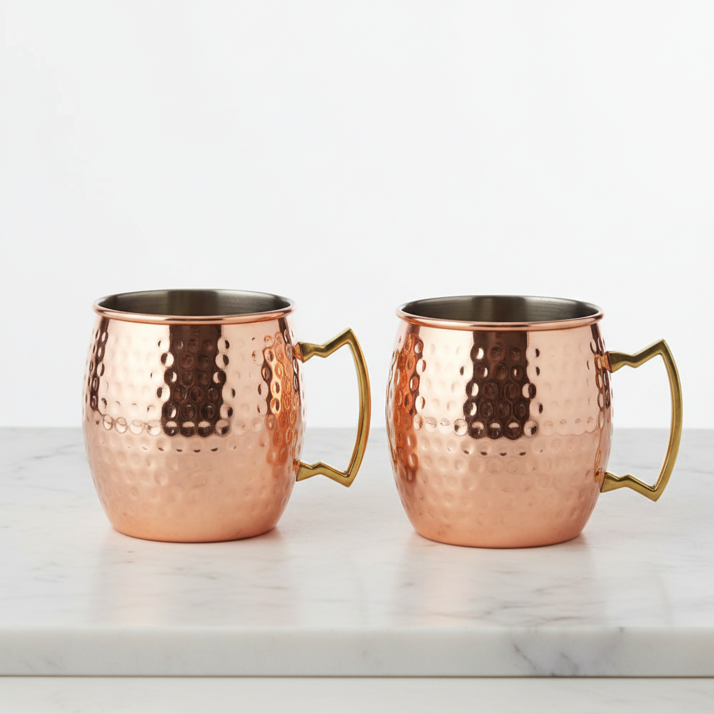 Copper Mug - Pair White