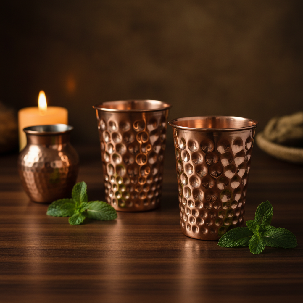 Dimple Glass - Dark Wood Lifestyle