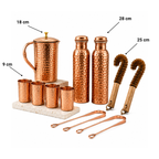Pure Copper Family Hydration Set – 2 Bottles, 4 Glasses, 1 Jug & Accessories Ayurveda Living