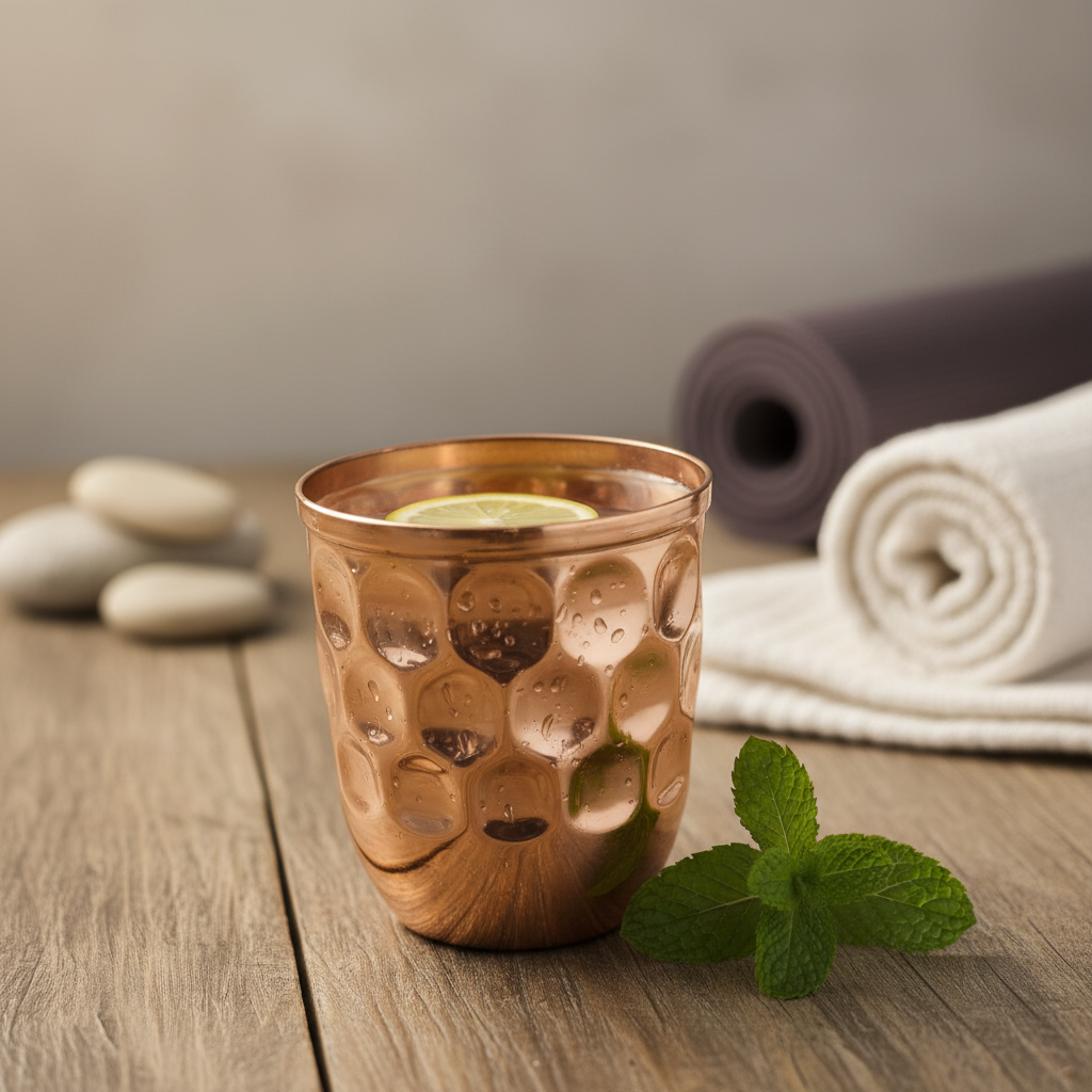 Honeycomb Copper Glass - Lifestyle