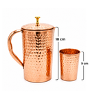 Pure Copper Jug & Glasses Set (1.6L Jug + 2×280ml Glasses) Ayurveda Living