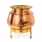 Pure Copper Hammered Water Dispenser with Brass Stand & Tap