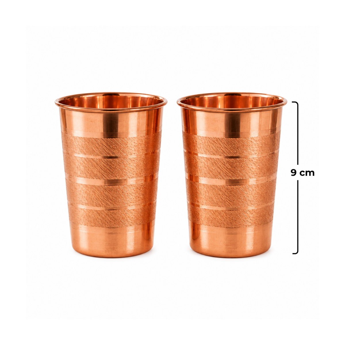 Pure Copper Drinking Glass Set of 2 – Classic Textured Finish Ayurveda Living