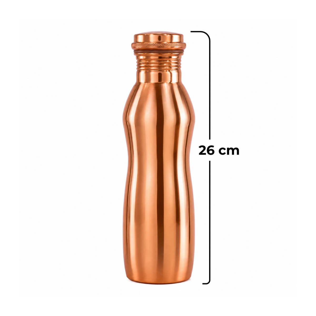 Pure Copper Classic Curved Water Bottle | 600 ml Ayurveda Living