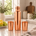Pure Copper Water Bottle with 2 Copper Glasses – Premium Hydration Set