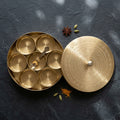 Brass Spice Box (Masala Dabba) – 7 Inch with 7 Bowls & Spoon