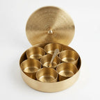 Brass Spice Box (Masala Dabba) – 7 Inch with 7 Bowls & Spoon Ayurveda Living