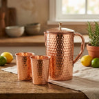 Pure Copper Jug & Glasses Set (1.6L Jug + 2×280ml Glasses) Ayurveda Living