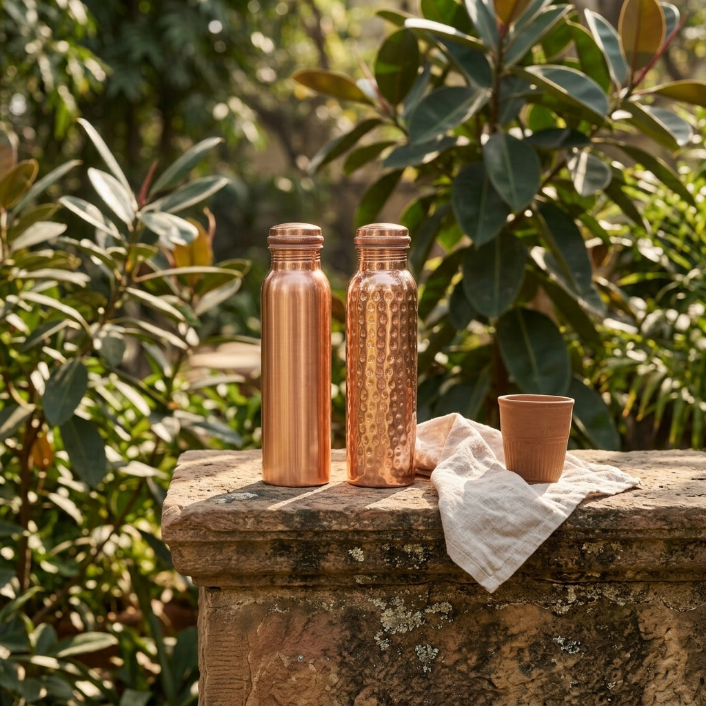 Ayurvedic Pure Copper Bottle Couple Set | 900 ml x 2