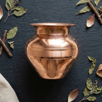 Pure Copper Indian Kalash Lota | 13 cm Pooja Vessel Ayurveda Living