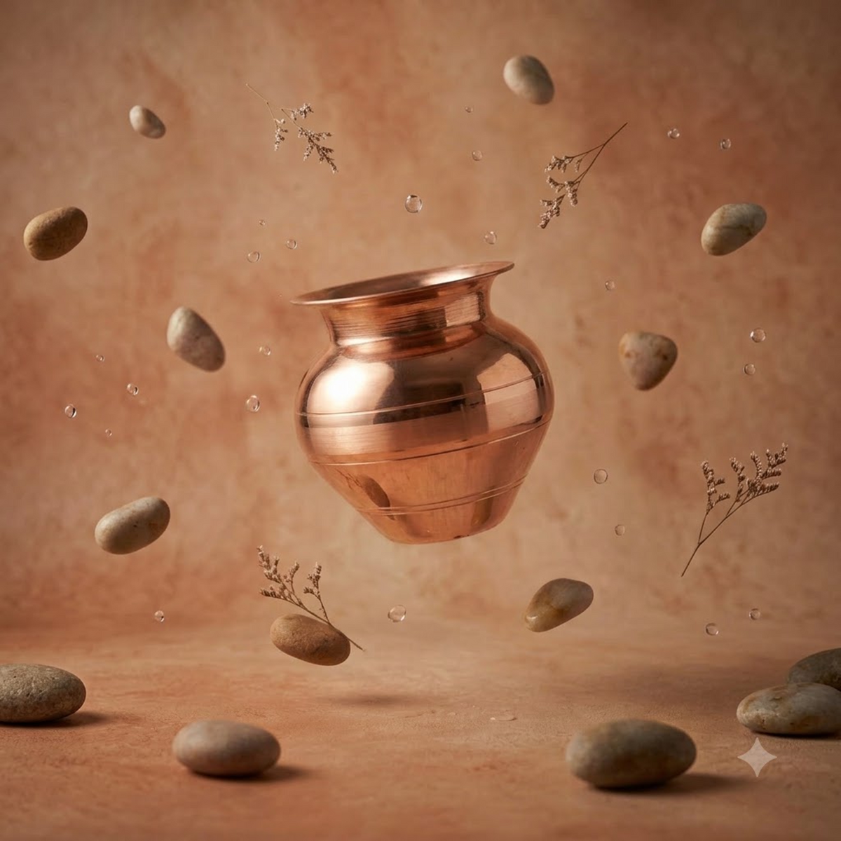 Pure Copper Indian Kalash Lota | 13 cm Pooja Vessel Ayurveda Living