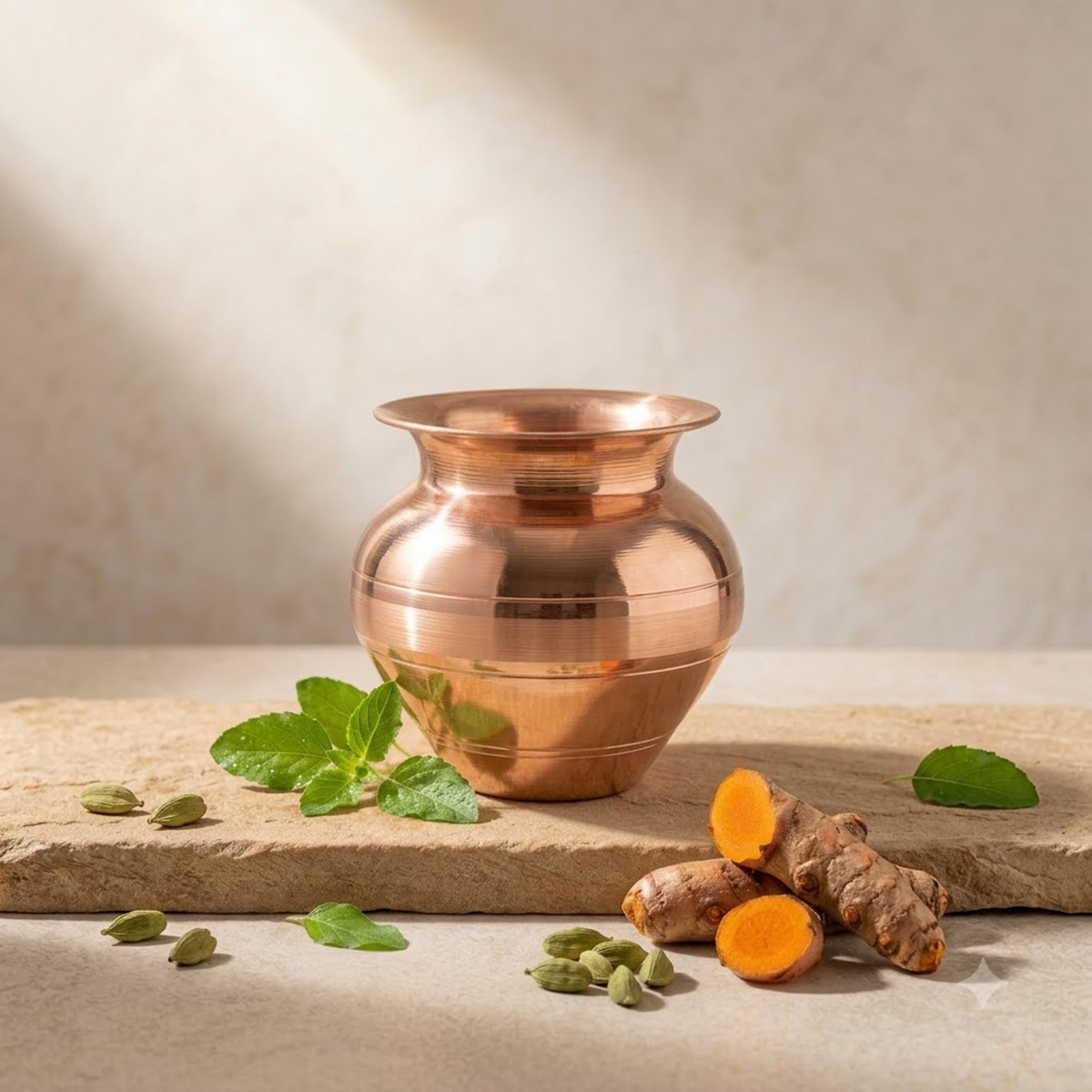 Pure Copper Indian Kalash Lota | 13 cm Pooja Vessel Ayurveda Living