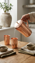 Pure Copper Jug & Glasses Set (1.6L Jug + 2×280ml Glasses)