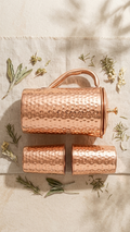 Pure Copper Jug & Glasses Set (1.6L Jug + 2×280ml Glasses)